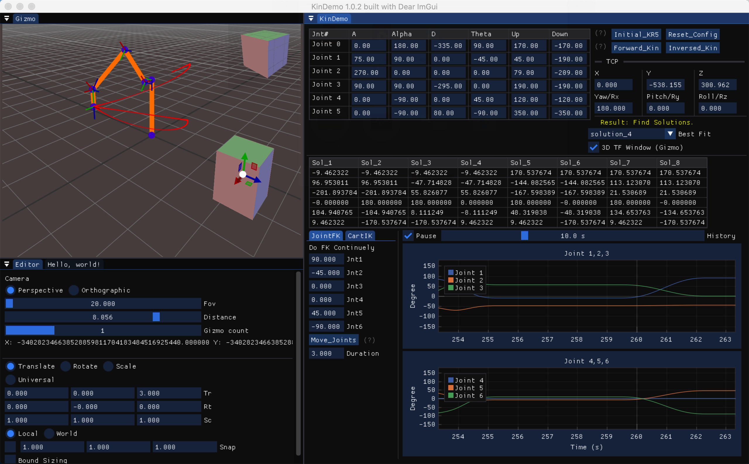 Interactive Robot Kinematics: Hands-On with ImGui and ImGuizmo